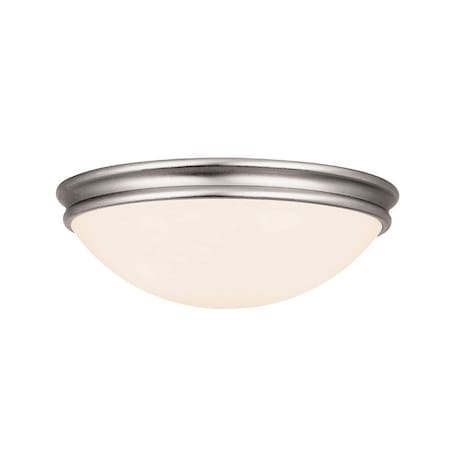 Atom, LED Flush Mount, Brushed Steel Finish, Opal Glass